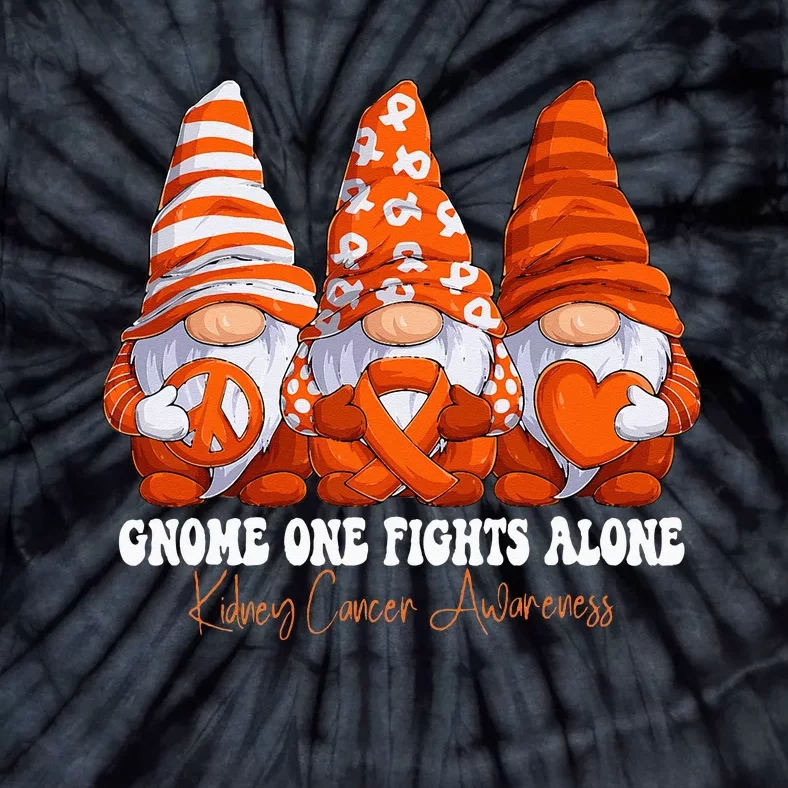 Kidney Cancer Awareness Month Orange Ribbon Gnomies Support Tie-Dye T-Shirt