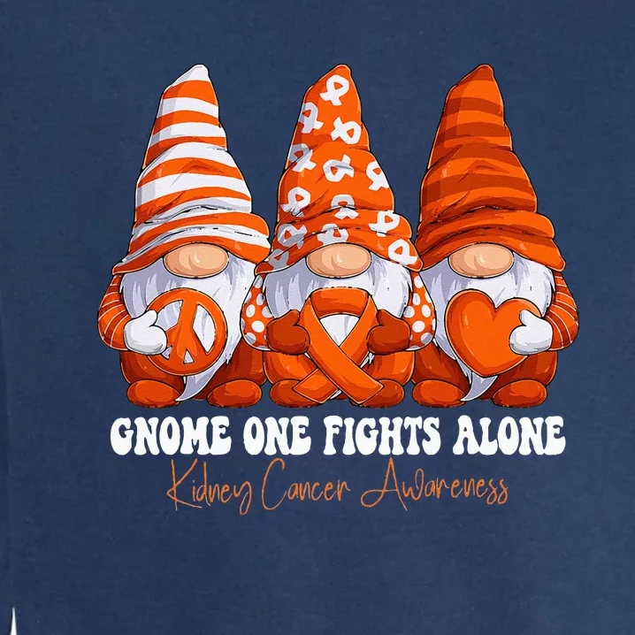 Kidney Cancer Awareness Month Orange Ribbon Gnomies Support Garment-Dyed Sweatshirt