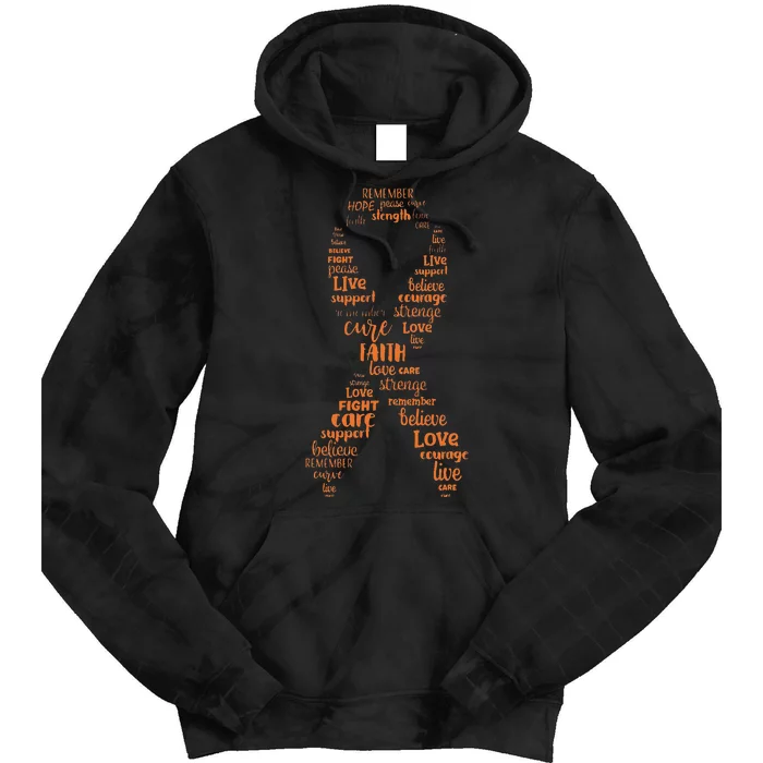 Kidney Cancer Awareness Orange Ribbon Tie Dye Hoodie