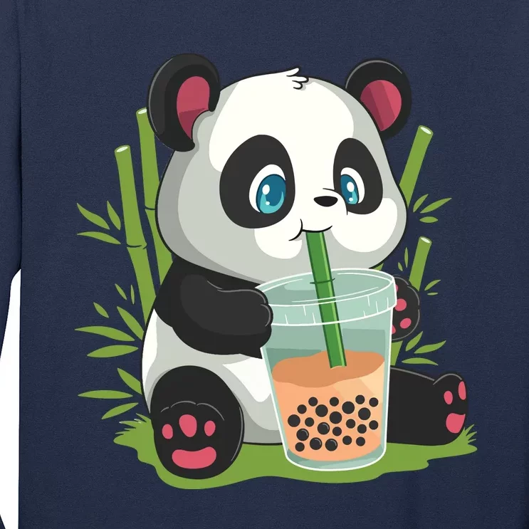 Kawaii Cute Anime Panda Otaku Japanese Bubble Boba Tea Long Sleeve Shirt