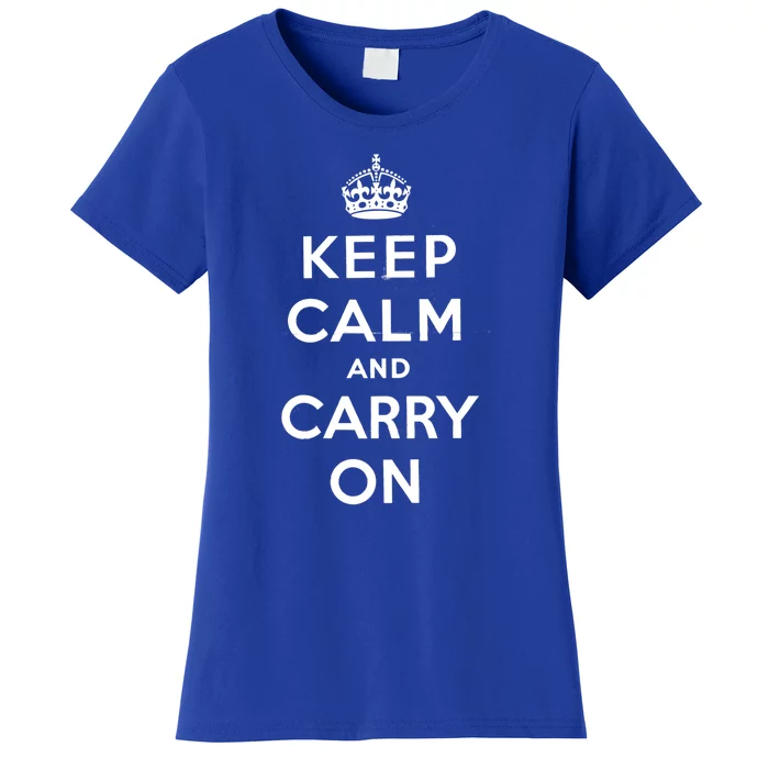 Keep Calm And Carry On Poster Vintage Gift Women's T-Shirt