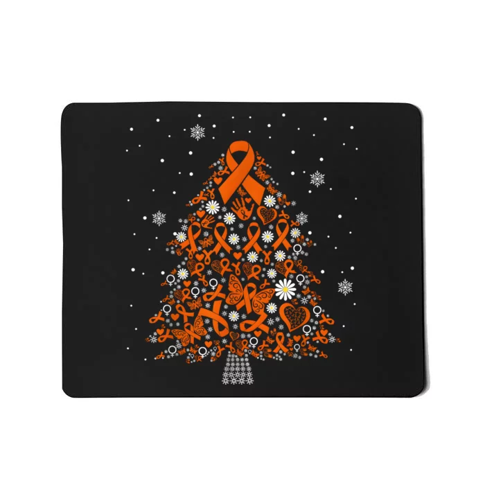 Kidney Cancer Awareness Orange Ribbon Christmas Tree Mousepad