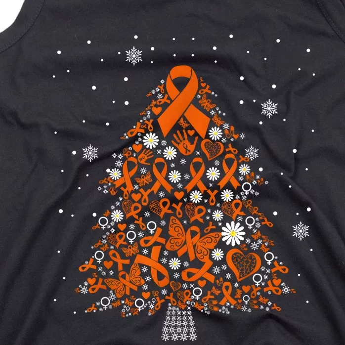 Kidney Cancer Awareness Orange Ribbon Christmas Tree Tank Top