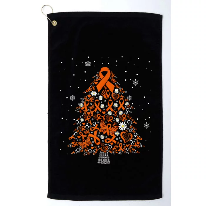 Kidney Cancer Awareness Orange Ribbon Christmas Tree Platinum Collection Golf Towel