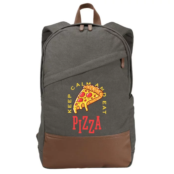 Keep Calm And Eat Pizza Funny Cotton Canvas Backpack