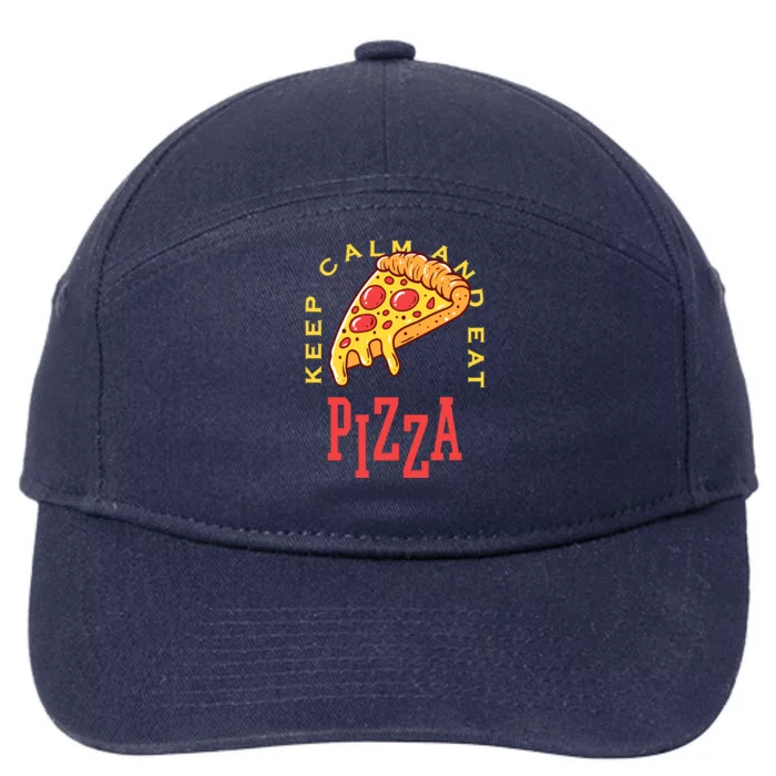 Keep Calm And Eat Pizza Funny 7-Panel Snapback Hat