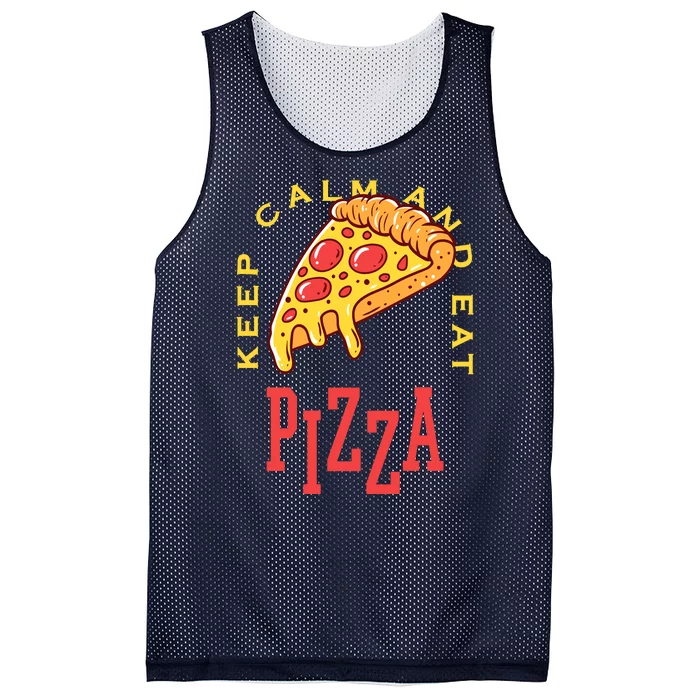 Keep Calm And Eat Pizza Funny Mesh Reversible Basketball Jersey Tank