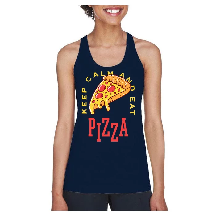 Keep Calm And Eat Pizza Funny Women's Racerback Tank