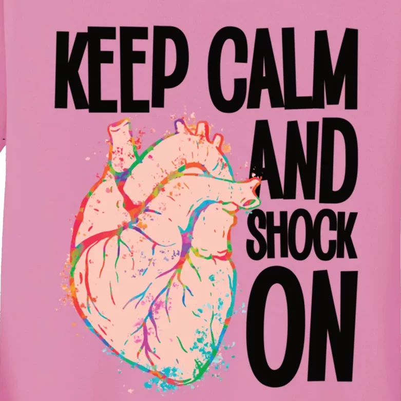 Keep Calm And Shock On Cardiac Nurse Great Gift Kids Long Sleeve Shirt