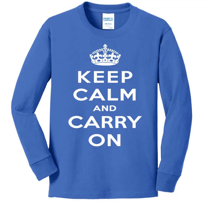 Keep Calm And Carry On Gift Kids Long Sleeve Shirt