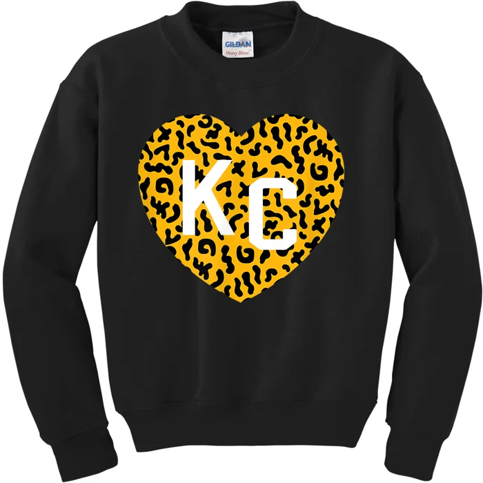 Kc Cheetah Animal Print Heart Kc Kansas City Cheetah Heart Kids Sweatshirt