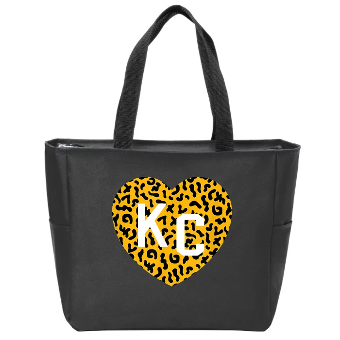 Kc Cheetah Animal Print Heart Kc Kansas City Cheetah Heart Zip Tote Bag