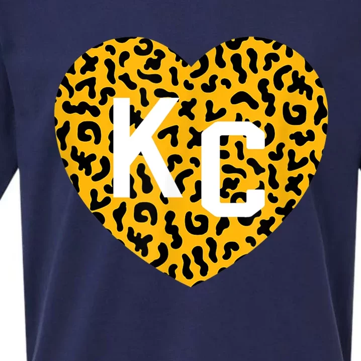 Kc Cheetah Animal Print Heart Kc Kansas City Cheetah Heart Sueded Cloud Jersey T-Shirt