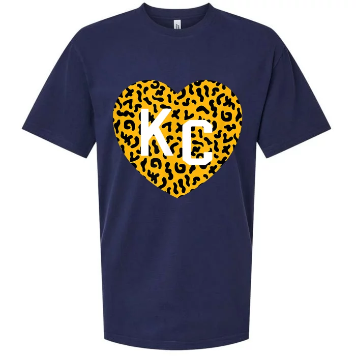 Kc Cheetah Animal Print Heart Kc Kansas City Cheetah Heart Sueded Cloud Jersey T-Shirt