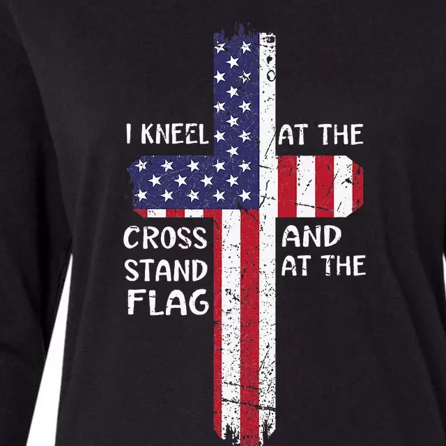 Kneel Cross At The Cross Memorial Day Never Forget Veteran Womens Cotton Relaxed Long Sleeve T-Shirt