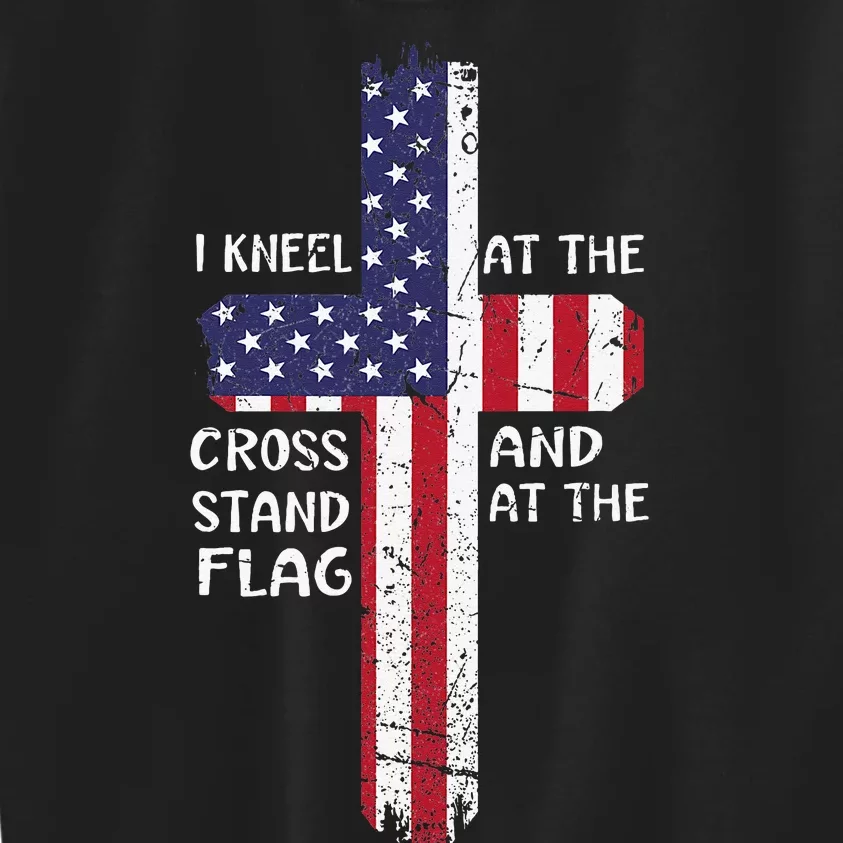 Kneel Cross At The Cross Memorial Day Never Forget Veteran Kids Sweatshirt