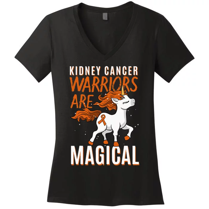 Kidney Cancer Awareness Supporter Warrior Unicorn Lover Gift Women's V-Neck T-Shirt