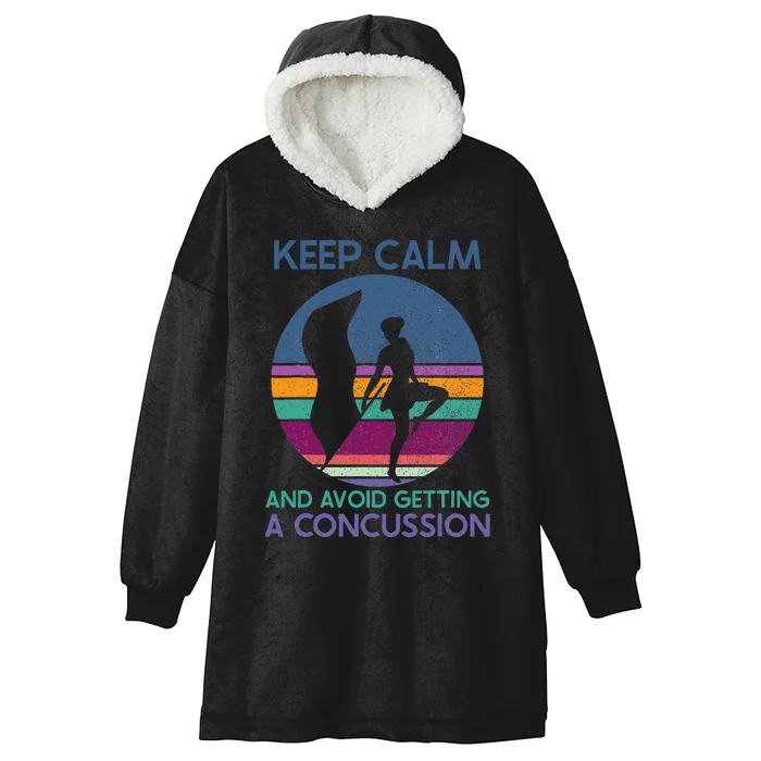 Keep Calm And Avoid Getting A Concussion Retro Color Guard Hooded Wearable Blanket