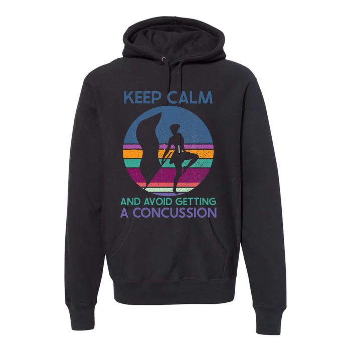 Keep Calm And Avoid Getting A Concussion Retro Color Guard Premium Hoodie