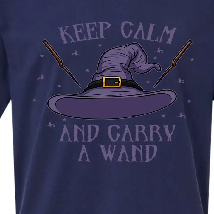 Keep Calm And Carry A Wand Funny Gift Sueded Cloud Jersey T-Shirt