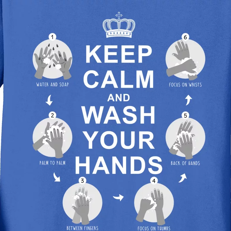 Keep Calm And Wash Your Hands Sign Social Awareness Gift Kids Long Sleeve Shirt