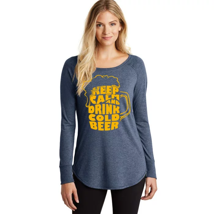 Keep Calm And Drink Cold Beer Women's Perfect Tri Tunic Long Sleeve Shirt