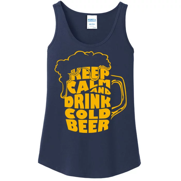 Keep Calm And Drink Cold Beer Ladies Essential Tank