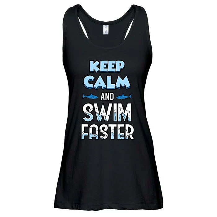 Keep Calm And Swim Faster Shark Lovers Ladies Essential Flowy Tank