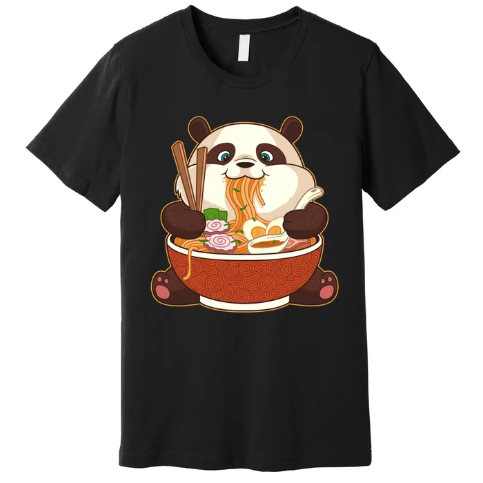 Kawaii Cute Anime Panda Otaku Japanese Ra Noodles Gift Premium T-Shirt