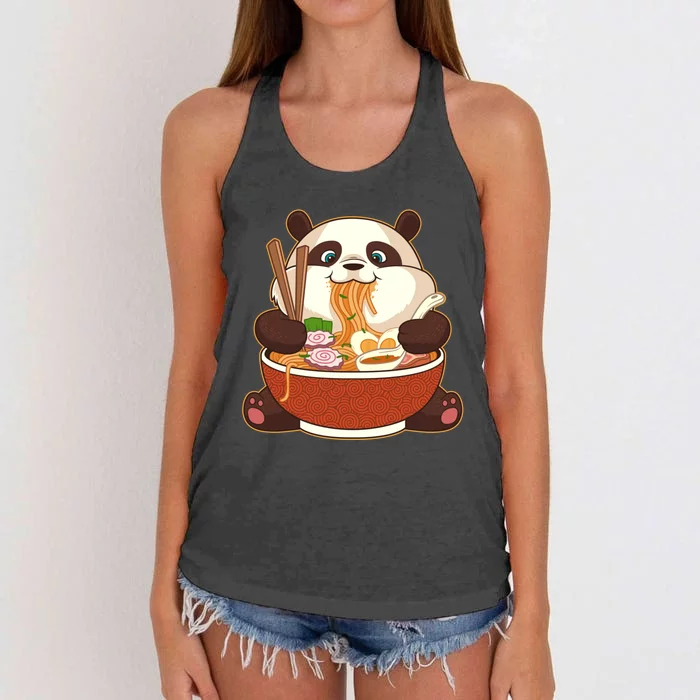 Kawaii Cute Anime Panda Otaku Japanese Ra Noodles Gift Women's Knotted Racerback Tank