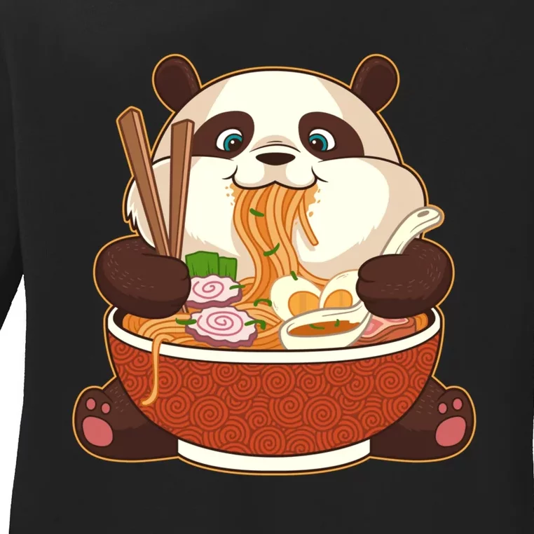 Kawaii Cute Anime Panda Otaku Japanese Ra Noodles Gift Ladies Long Sleeve Shirt