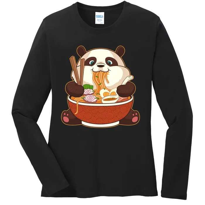 Kawaii Cute Anime Panda Otaku Japanese Ra Noodles Gift Ladies Long Sleeve Shirt