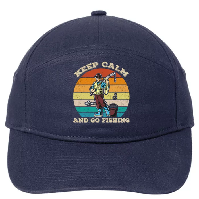 Keep Calm And Go Fishing 7-Panel Snapback Hat