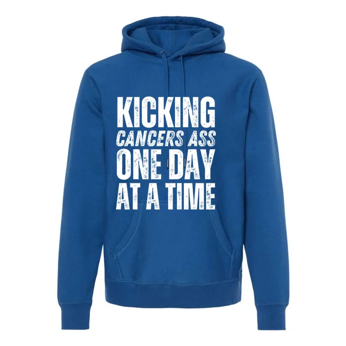 Kicking CancerS Ass One Day At A Time Anti Cancer Funny Gift Premium Hoodie