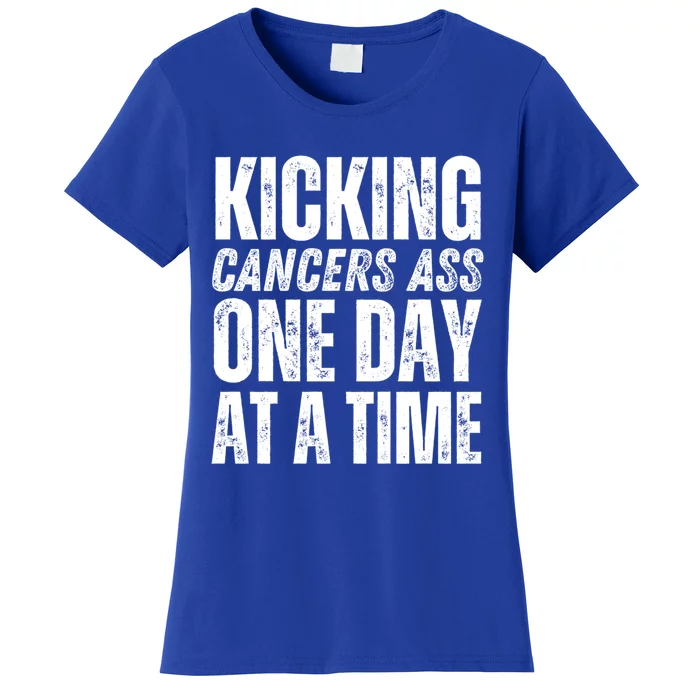 Kicking CancerS Ass One Day At A Time Anti Cancer Funny Gift Women's T-Shirt