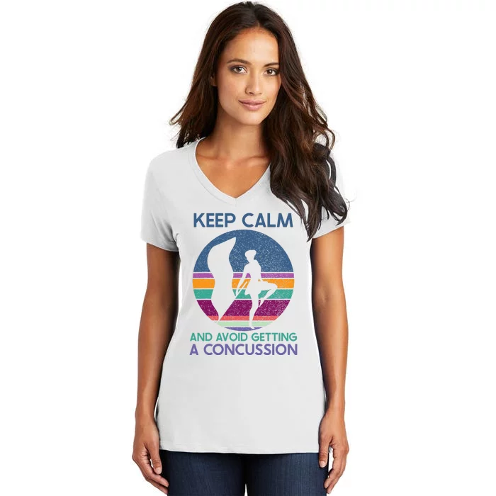 Keep Calm And Avoid Getting A Concussion Retro Color Guard Women's V-Neck T-Shirt