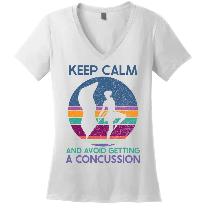 Keep Calm And Avoid Getting A Concussion Retro Color Guard Women's V-Neck T-Shirt