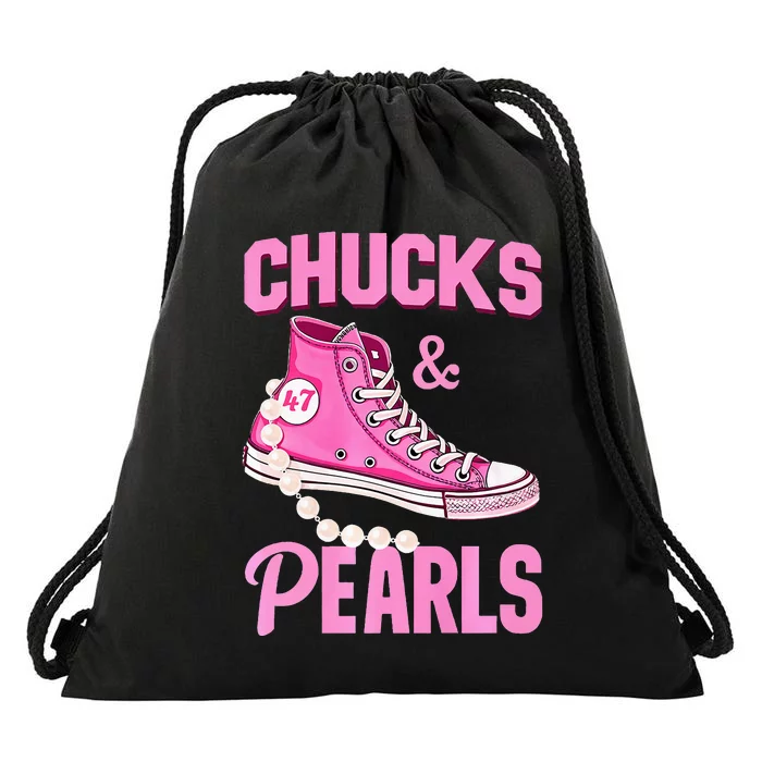 Kamala Chucks And Pearls Harris Walz 2024 Election Premium Drawstring Bag