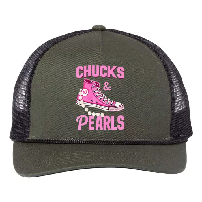 Kamala Chucks And Pearls Harris Walz 2024 Election Premium Retro Rope Trucker Hat Cap