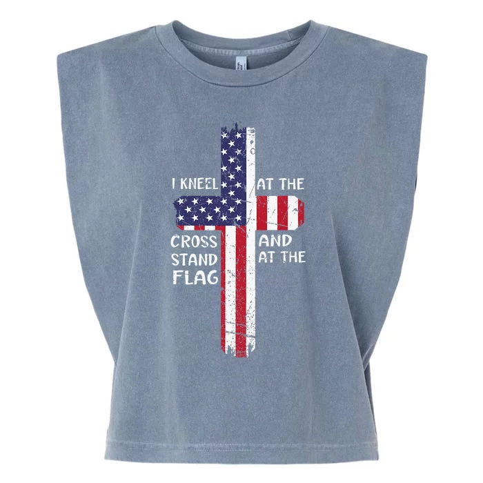 Kneel Cross At The Cross Memorial Day Never Forget Veteran Garment-Dyed Women's Muscle Tee