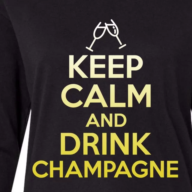 Keep Calm And Champagne Funny Ing Wine Pun Gift Womens Cotton Relaxed Long Sleeve T-Shirt