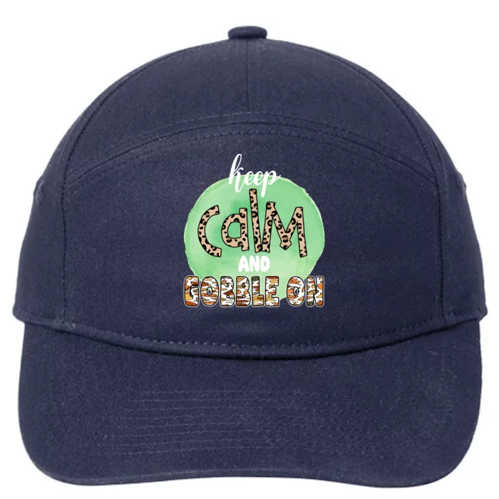 Keep Calm And Gobble On Fall Holiday 7-Panel Snapback Hat