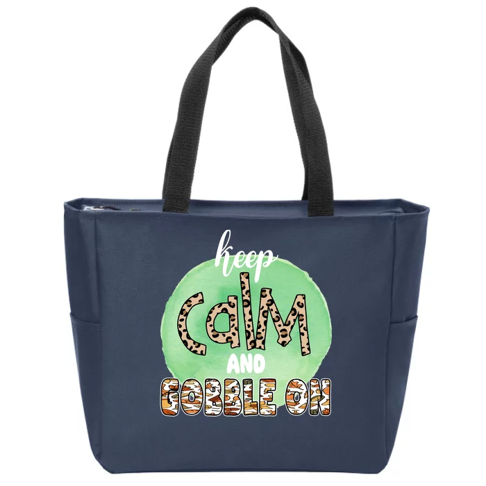 Keep Calm And Gobble On Fall Holiday Zip Tote Bag