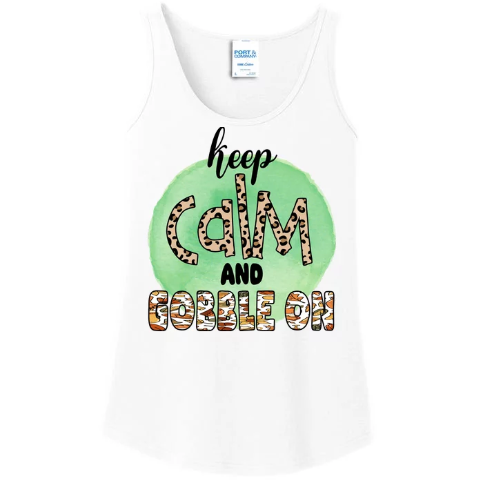 Keep Calm And Gobble On Fall Holiday Ladies Essential Tank