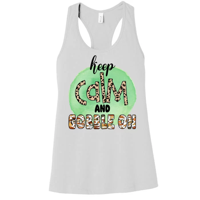 Keep Calm And Gobble On Fall Holiday Women's Racerback Tank