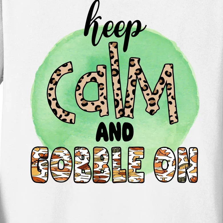 Keep Calm And Gobble On Fall Holiday Kids Long Sleeve Shirt