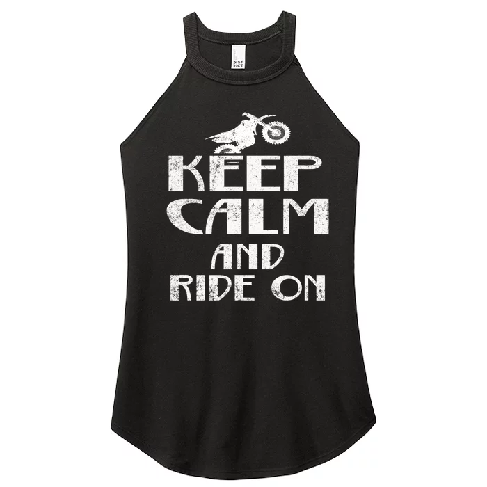 Keep Calm And Ride On Cool Gift For Dirt Biker Women’s Perfect Tri Rocker Tank