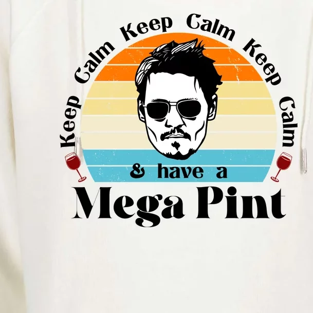 Keep Calm And Have A Mega Pint Johnny Depp Funny Womens Funnel Neck Pullover Hood