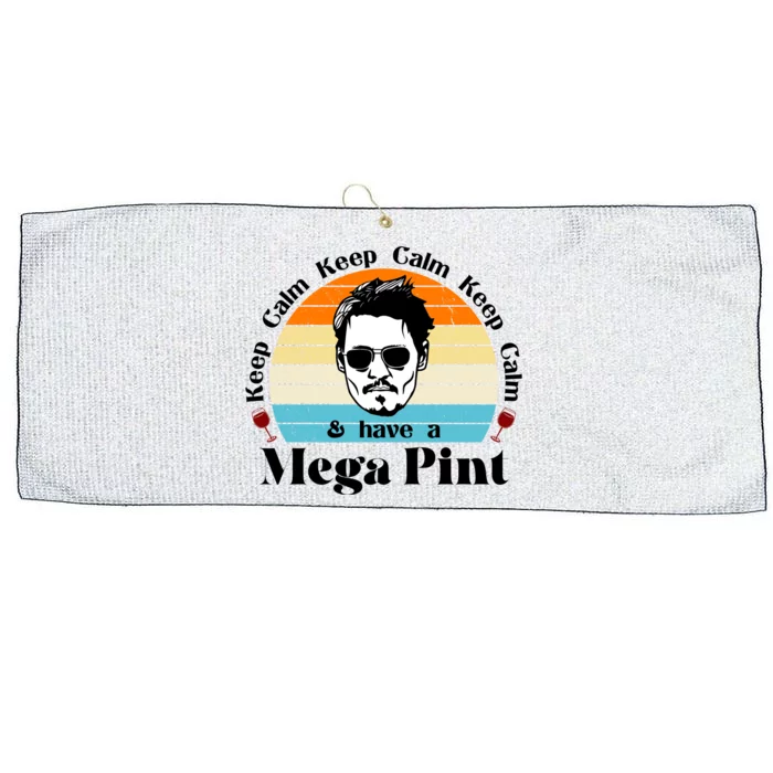 Keep Calm And Have A Mega Pint Johnny Depp Funny Large Microfiber Waffle Golf Towel