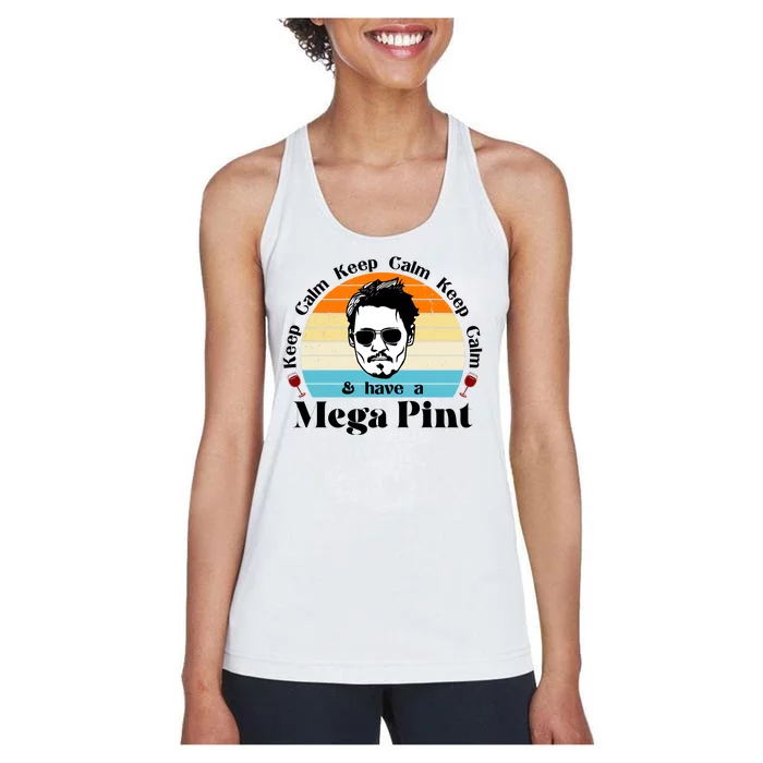 Keep Calm And Have A Mega Pint Johnny Depp Funny Women's Racerback Tank